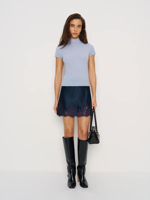 Carolina Silk Mini Skirt - Midnight